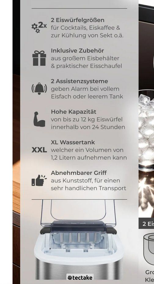Appareils de cuisine: Eiswürfelmaschine Arctic silber 1,2 l Wassertank – Neuf (Voir description) à Steinhausen par Retourenprofis 2