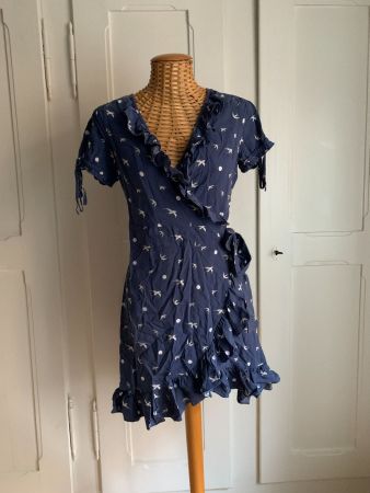 YUMI - Wickelkleid blau-weiss 40