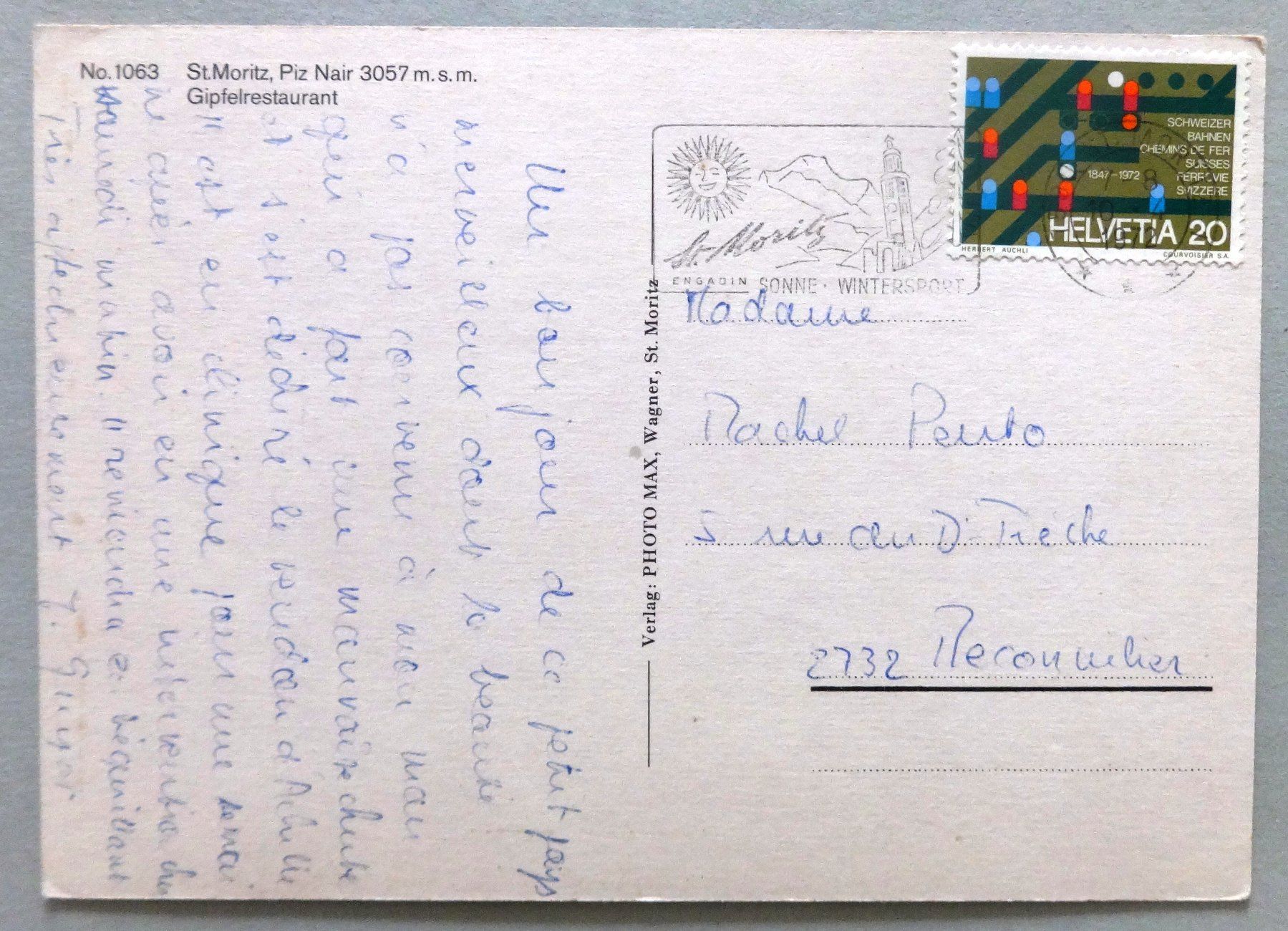 Cartoline postali: St. Moritz, Piz Nair 3057 m, Gipfelrest. – Usato da Fétigny venduto da Billy2miny 1
