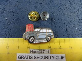 FIAT TOPOLINO AUTO PIN+LOGO GEPRÄGT GOLDIG MIT SECURITY-CLIP
