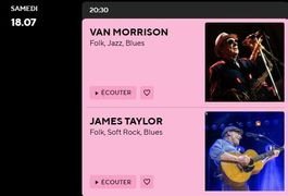 1 billet Montreux Jazz, Van Morrison/James Taylor, 18.07.26