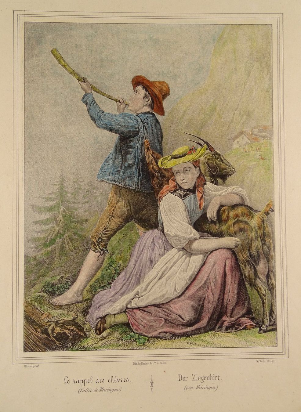 Incisioni: MEIRINGEN ZIEGENHIRTE, LITHOGRAPHIE – Usato da Grüningen venduto da Kartensammler