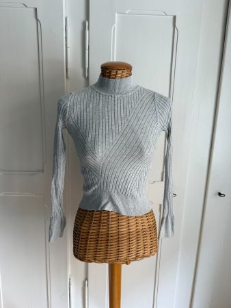 Feinstrick Pullover hellgrau stretch XS