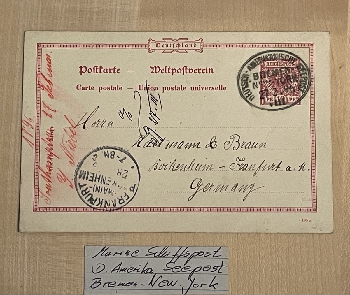 Tutti i francobolli: DR Marine Seepost Bremen - New York – Usato da Thun venduto da Thunersee2
