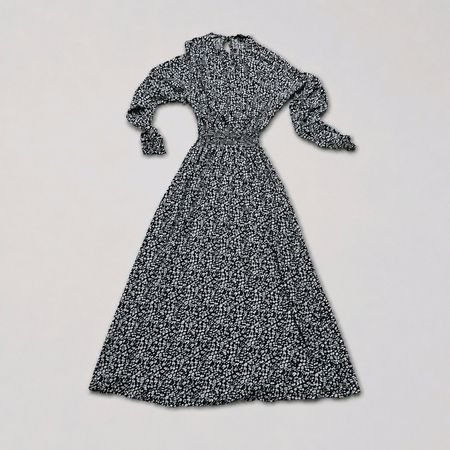 Boho Hippie Maxi Kleid Gr. 36 schwarz-weiss