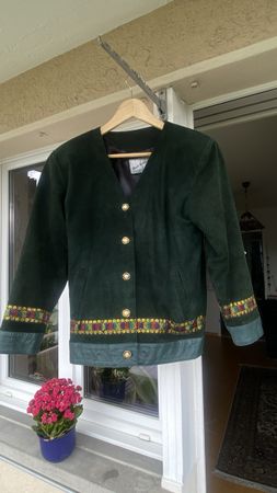 Edle Wildleder Jacke dunkelgrün, Grösse 38