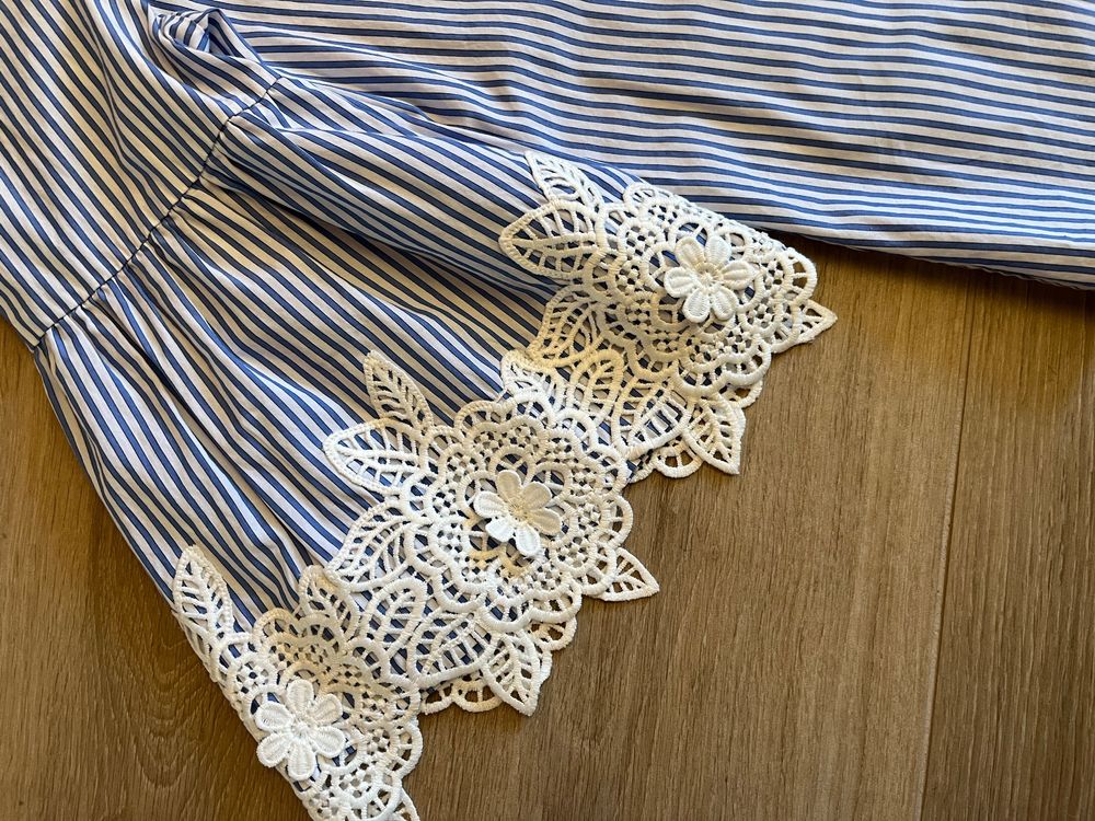 Chemisiers: Blue & white shirt with lace from van Laack, size 40 – D'occasion à Wilen b. Wollerau par crabbe 5