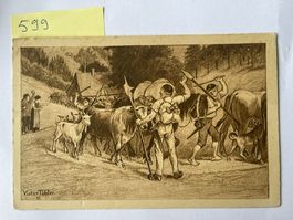 alte Postkarte Appenzeller Bezug ins Rheintal, 1917