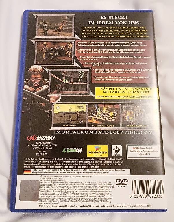 Giochi: MORTAL KOMBAT DECEPTION PS2 Playstation 2 PAL Game DE 1A – Usato da Reinach BL venduto da mon_89wb 1