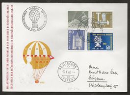 Ballon Schweiz 1960 Neuenburg Langenthal Sonderflug Luftpost