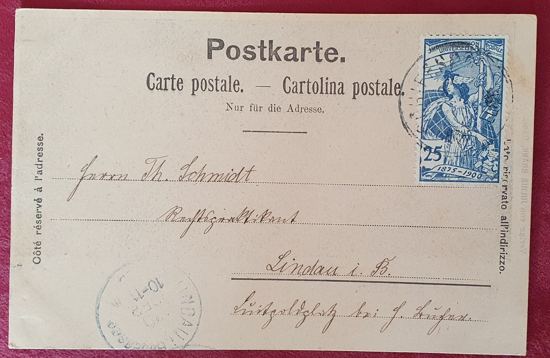 Tutti i francobolli: Ansichtskarte mit UPU 79B - Schiffspost-Stempel nach Lindau – Usato da Kreuzlingen venduto da Rschweiz1