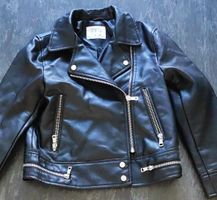 Schicke Damen Lederjacke Gr. 128 sm schwarz