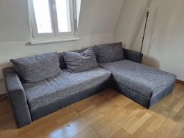 Ecksofa Sofa grau mit Chaiselongue guter Zustand