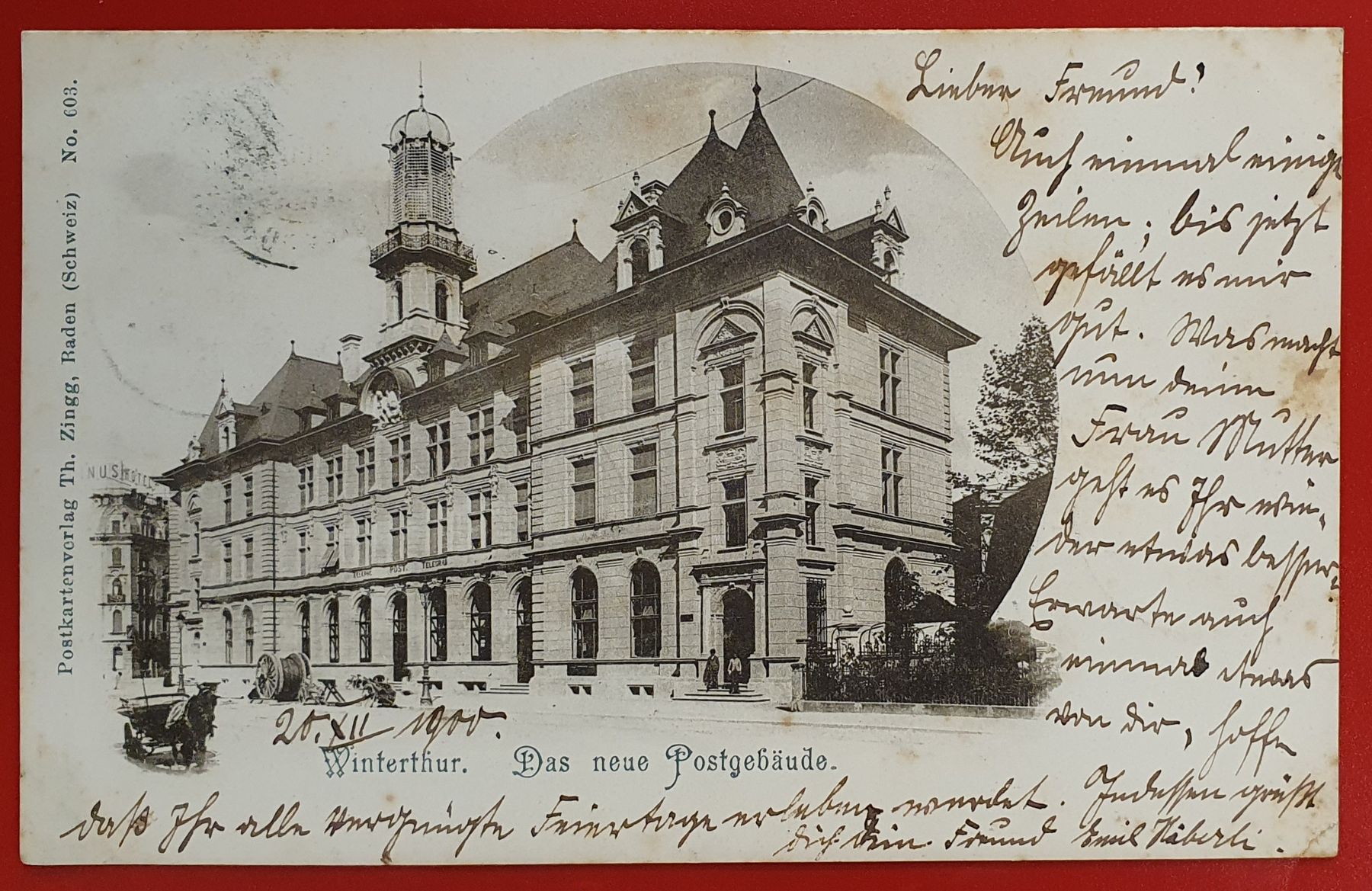 Cartoline postali: Winterthur 1900 - Das neue Postgebäude – Usato da Kreuzlingen venduto da Rschweiz1
