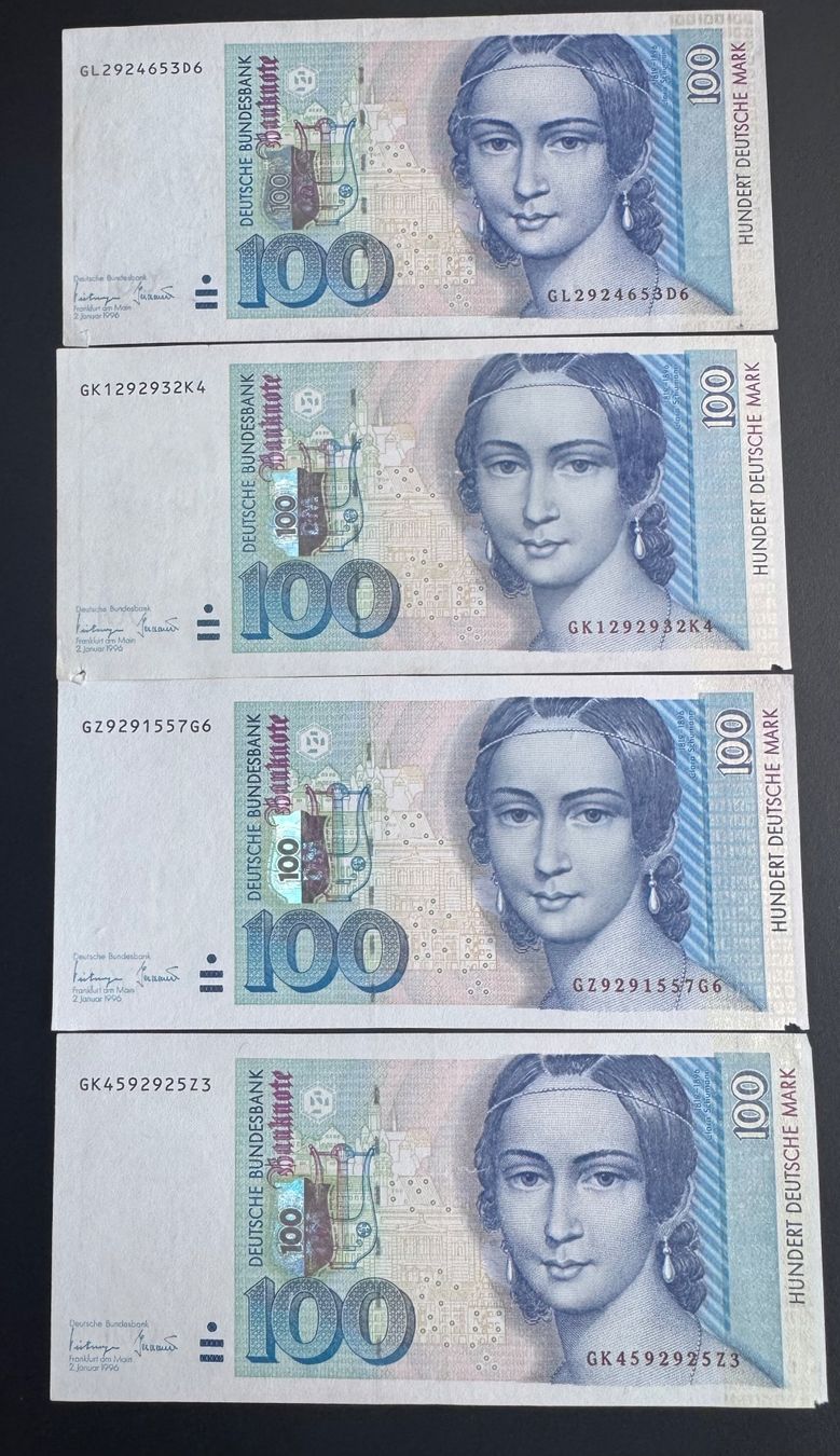 Billets de banque: 100 DM Deutsche Mark 4 Banknoten – D'occasion à Ebikon par Dmasterx