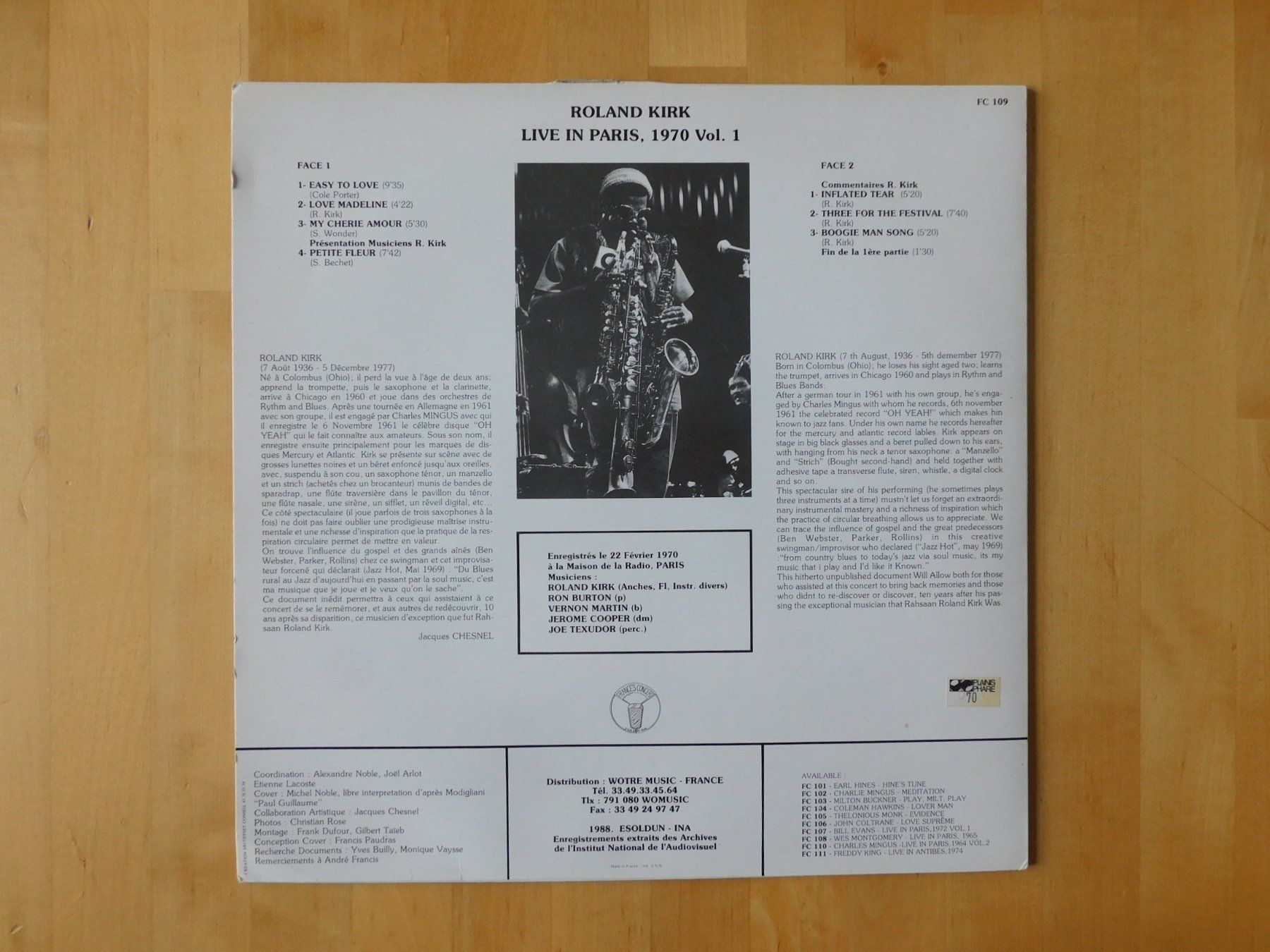 Dischi in vinile: Roland Kirk - Live in Parin 1970 – Usato da Emmenbrücke venduto da Dickens 1