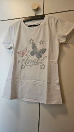 T-shirt bianca farfalle Angel tg.M cotone