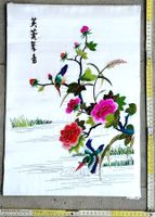 Japanisches oder Chinesisches Stickereibild mit Vögeln