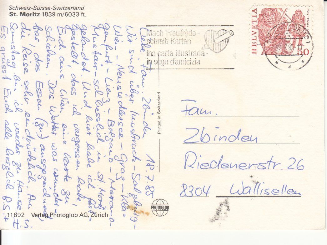 Cartoline postali: St. Moritz 1985 – Usato da Bürglen TG venduto da StampGraf 1