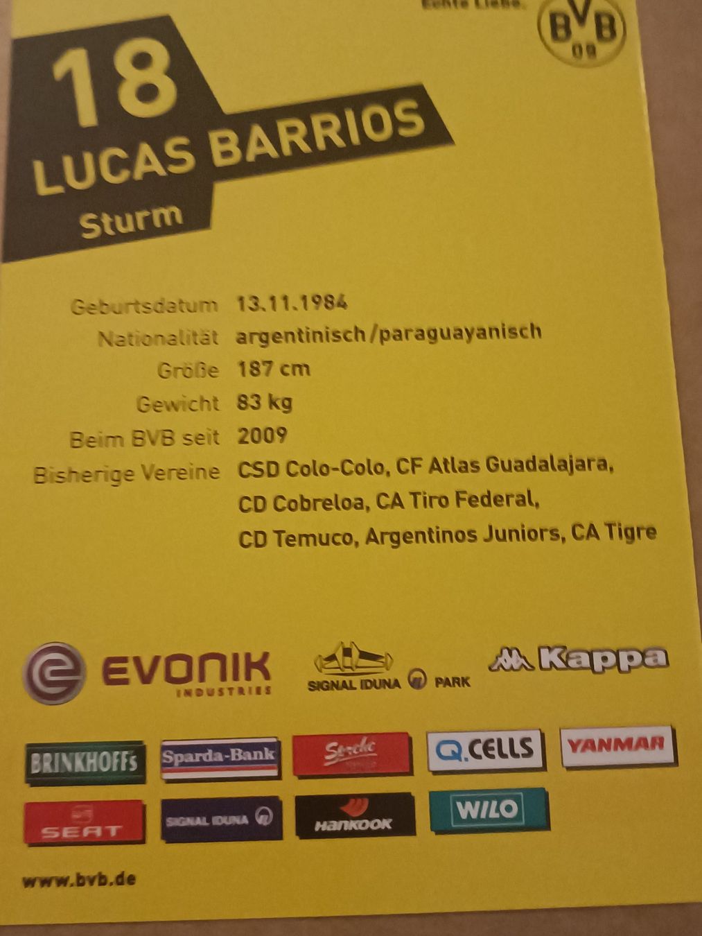 Autografi: Luca Barrios - BVB 11/22- Borussia Dortmund – Usato da Menziken venduto da Artographs 1