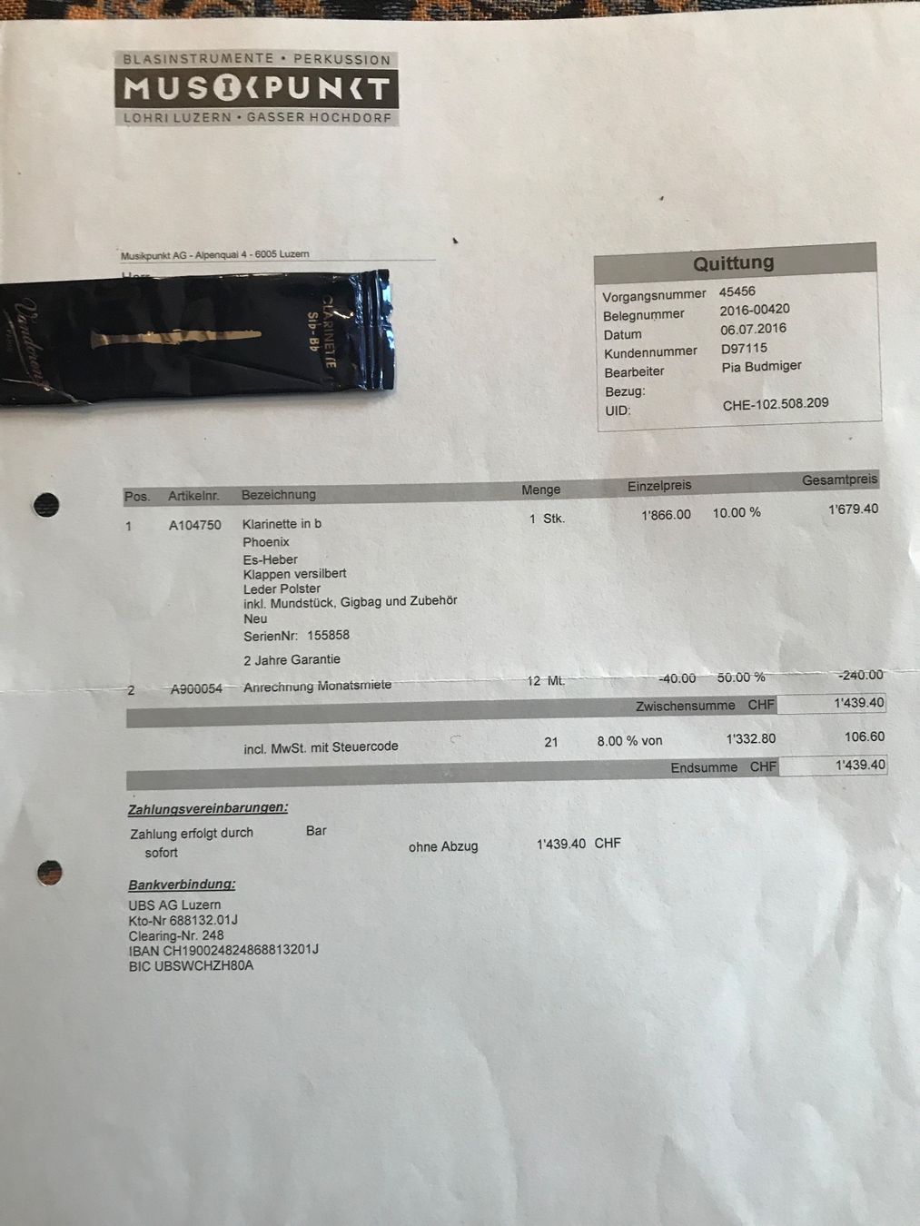 Strumenti musicali: Klarinette in b / Phoenix - frisch ab Service – Usato da luzern venduto da voromir 4