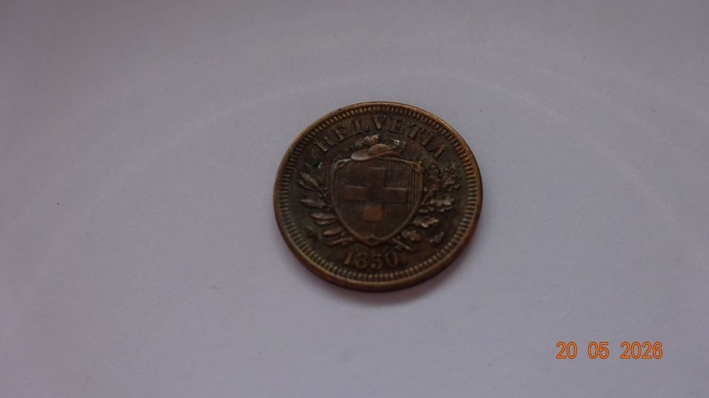 Tutti le monete: 1 Rappen 1850 Très rare – Usato da bassecourt venduto da Oursvert