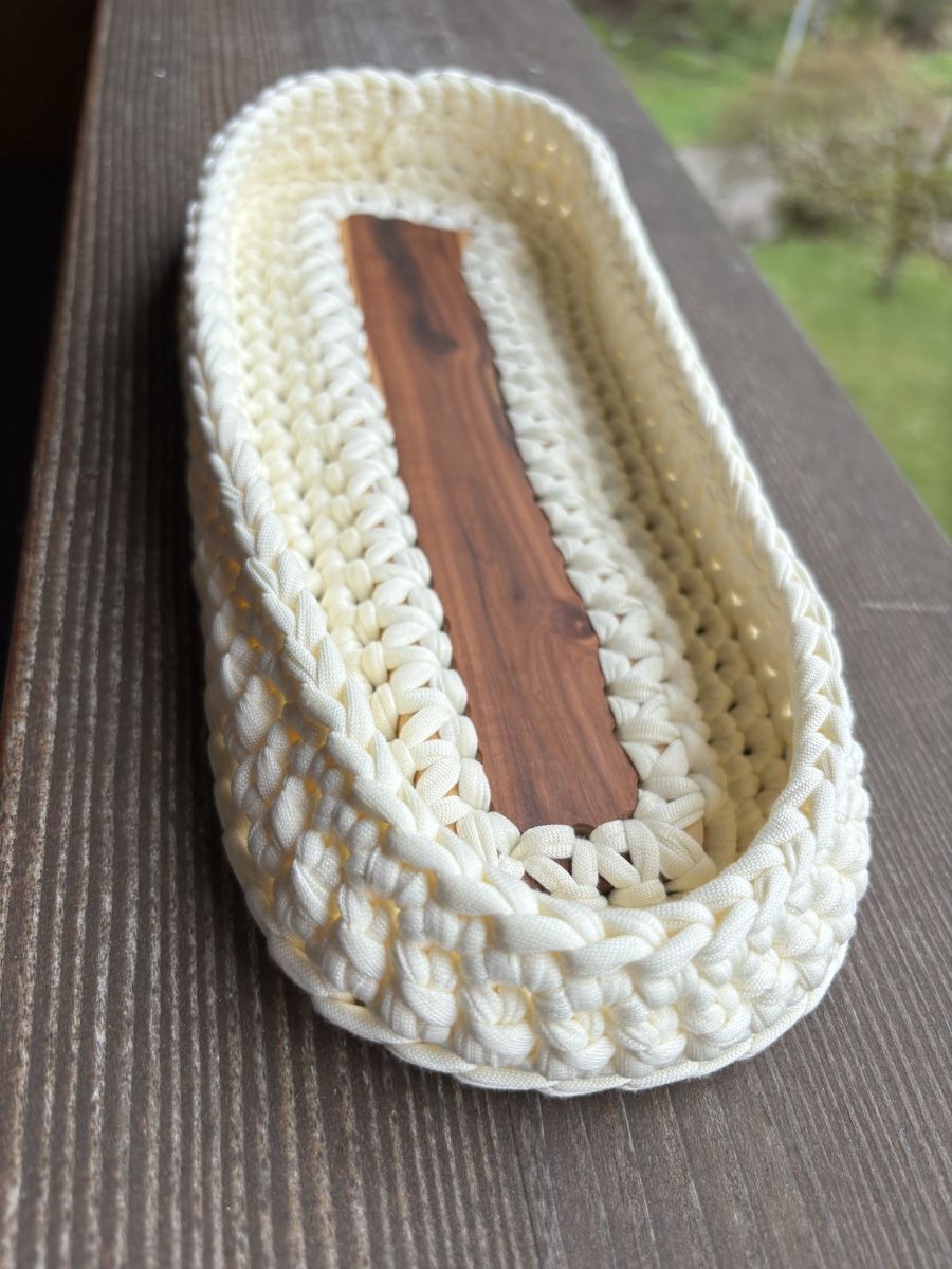 Tutte le decorazioni: Neu, edle Designer Häkelschale mit Apfelholz – Nuovo (secondo la descrizione) da Bichwil venduto da VintaCraftStudio 3