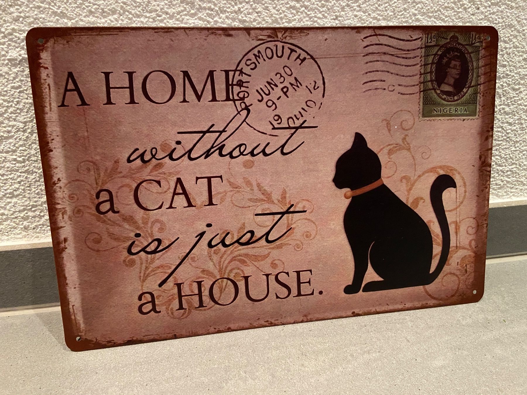 Schilder: A HOME  a CAT Vintage Blechschild Neu – Neu und originalverpackt aus Seon von Aaargauer01 8