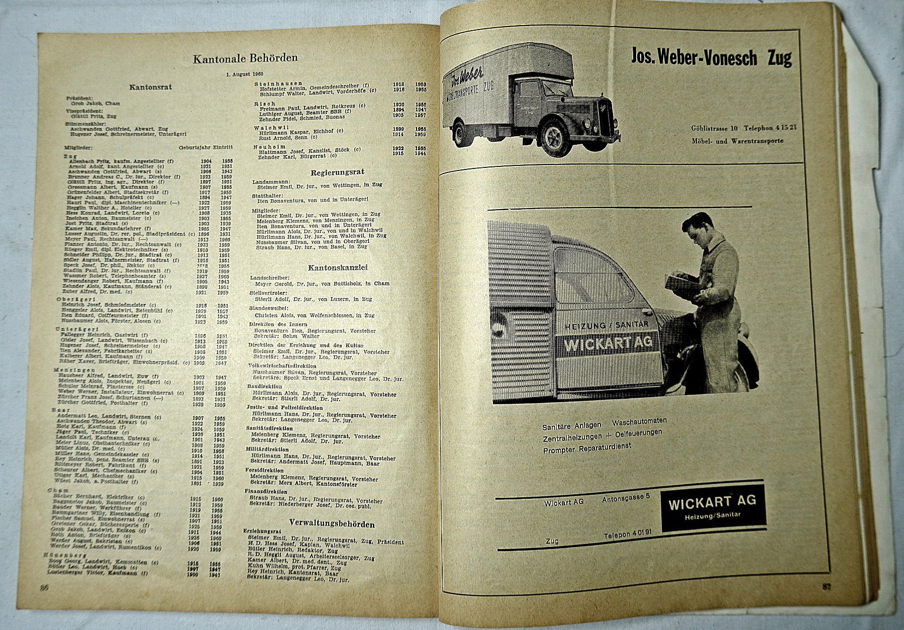 Calendari: Zuger Kalender 1961 – Usato da Baar venduto da 2cvbaar 2