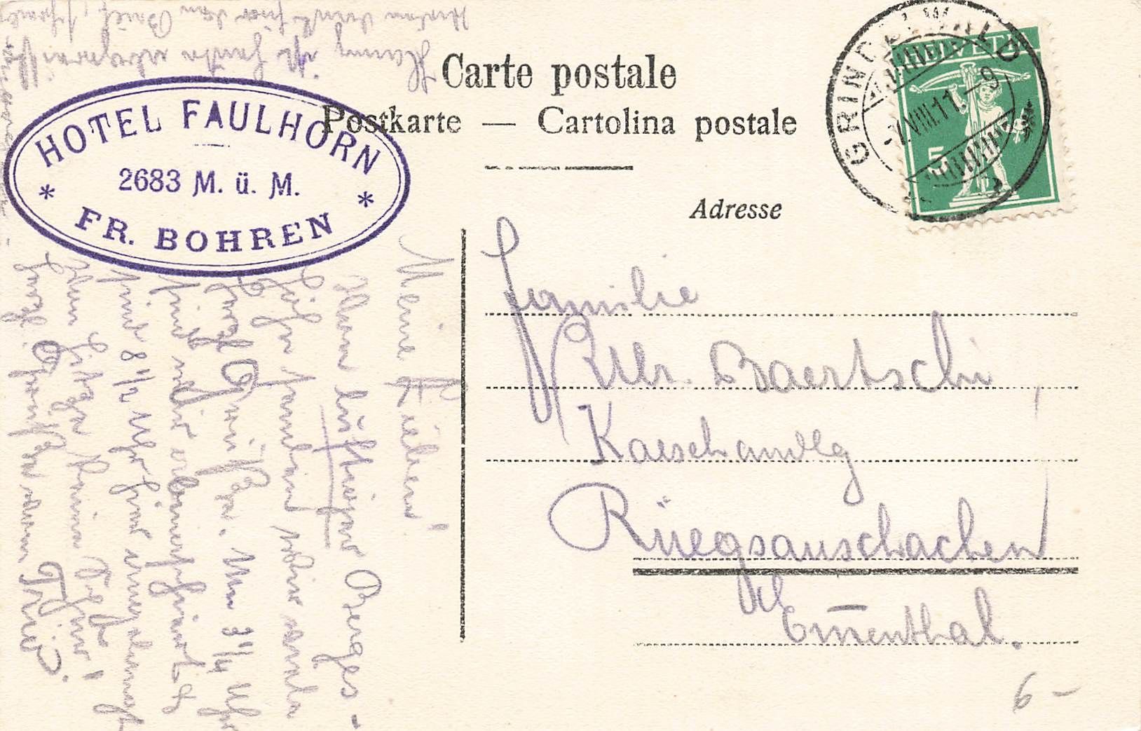 Cartoline postali: Panorama Faulhorn schrecknörner – Usato da Biasca venduto da Blenio71 1