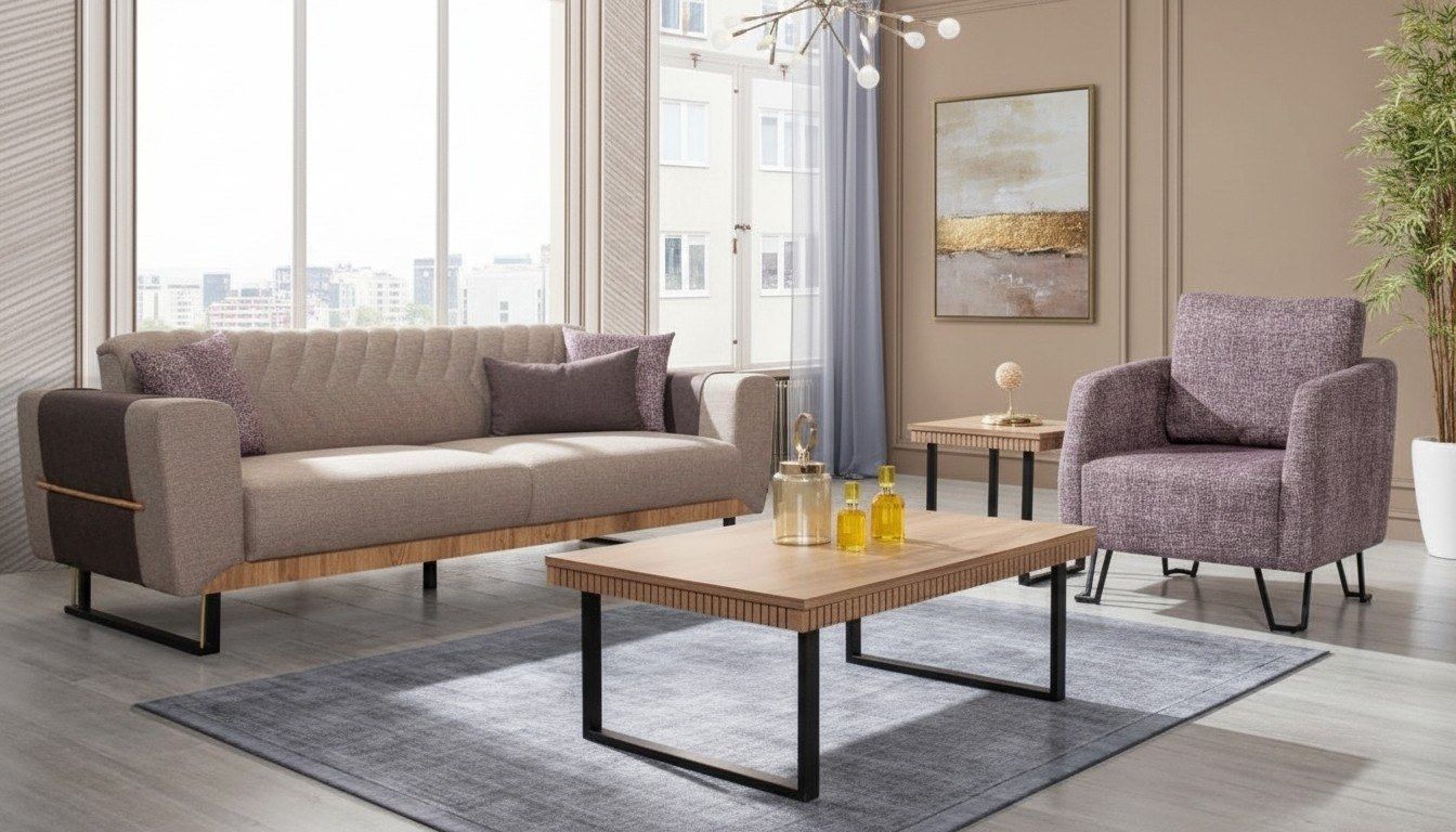 Sofas: Stilvolle Wohnzimmer Sofagarnitur 3 Sitzer Polster – Neu und originalverpackt aus Zug von jvmoebel-schweiz 5