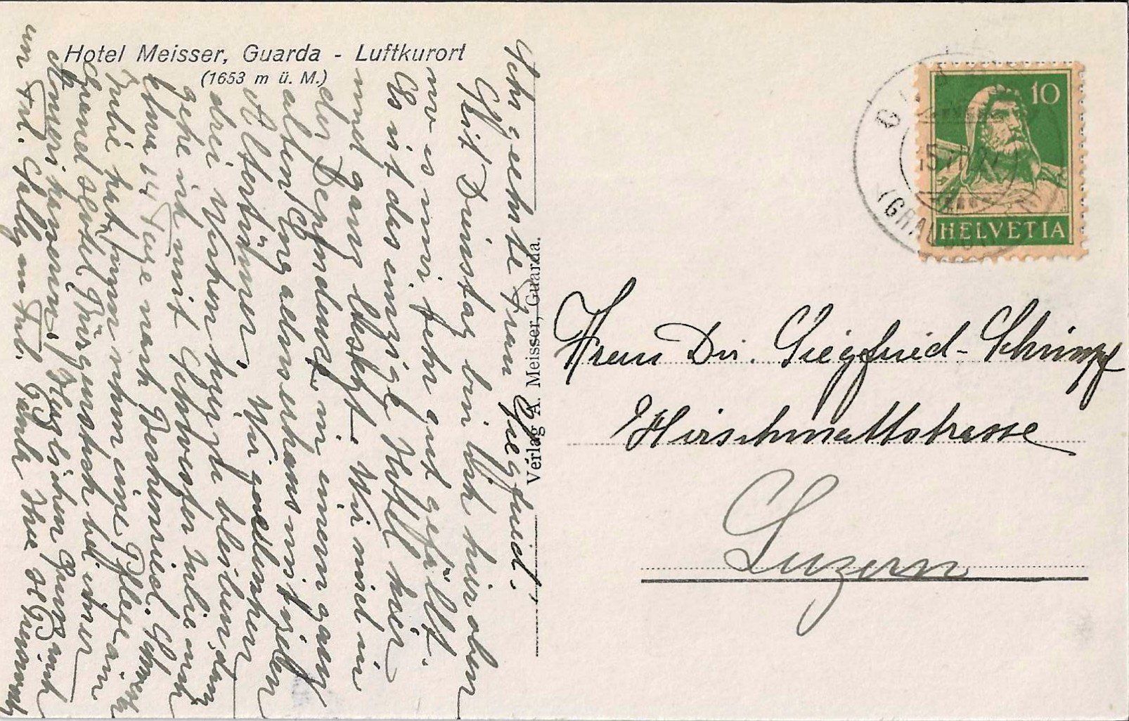 Cartoline postali: Karte Guarda 1927 – Usato da Zürich venduto da Philacat11 1