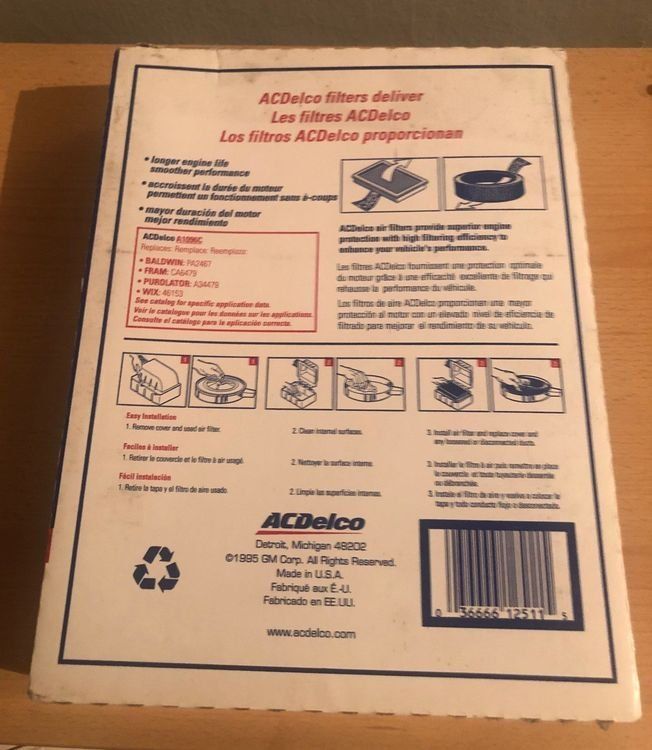 Alle Autoersatzteile: AC Delco Luftfilter A1096C 25096932 NOS – Neu und originalverpackt aus Neuenhof von Boh1 1