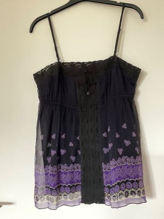 Seiden Top Gr 38/40 gem Masse schwarz/violett