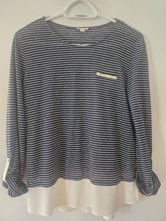 ESPRIT Schlupfbluse in Lageoptik, Marine-Look, M