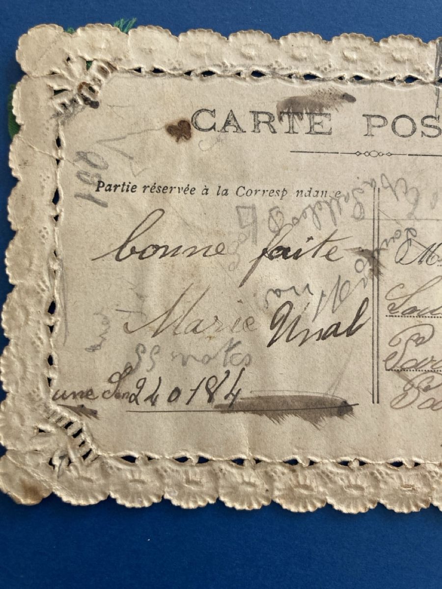 Ansichtskarten: Alte Postkarte mit Spitze und Rose 24.01.1884 – Gebraucht aus Schüpfheim von Seerose80 2