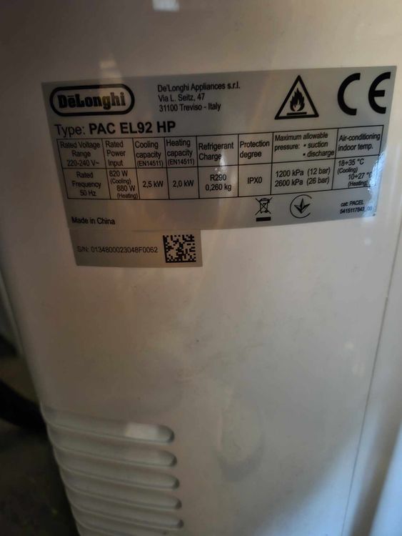 DELONGHI Climatiseur Pinguino PAC EL92 HP (85 m3, 9000 BTU/h 4