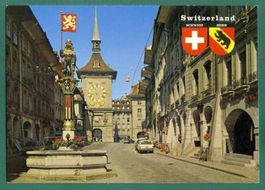 Bern, Zähringerbrunnen und Zeitglockenturm, ungelaufen