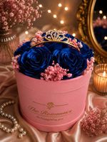 Rosenbox mit Tiara, neuwertig, blaue Rosen, Geschenkidee!