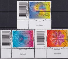 2009, Nr.1320-1322 "Glückwünsche" mit ET-Voll-Stempel.