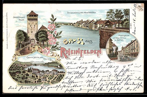 Ansichtskarten: Litho Rheinfelden, Marktgasse mit Hotel  – Gebraucht aus Berlin von bartko-reher