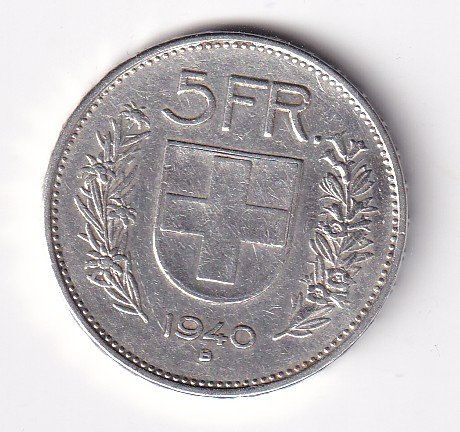 Alle Münzen: 5 Franken 1940 – Gebraucht aus Neuchâtel von karlpierrino