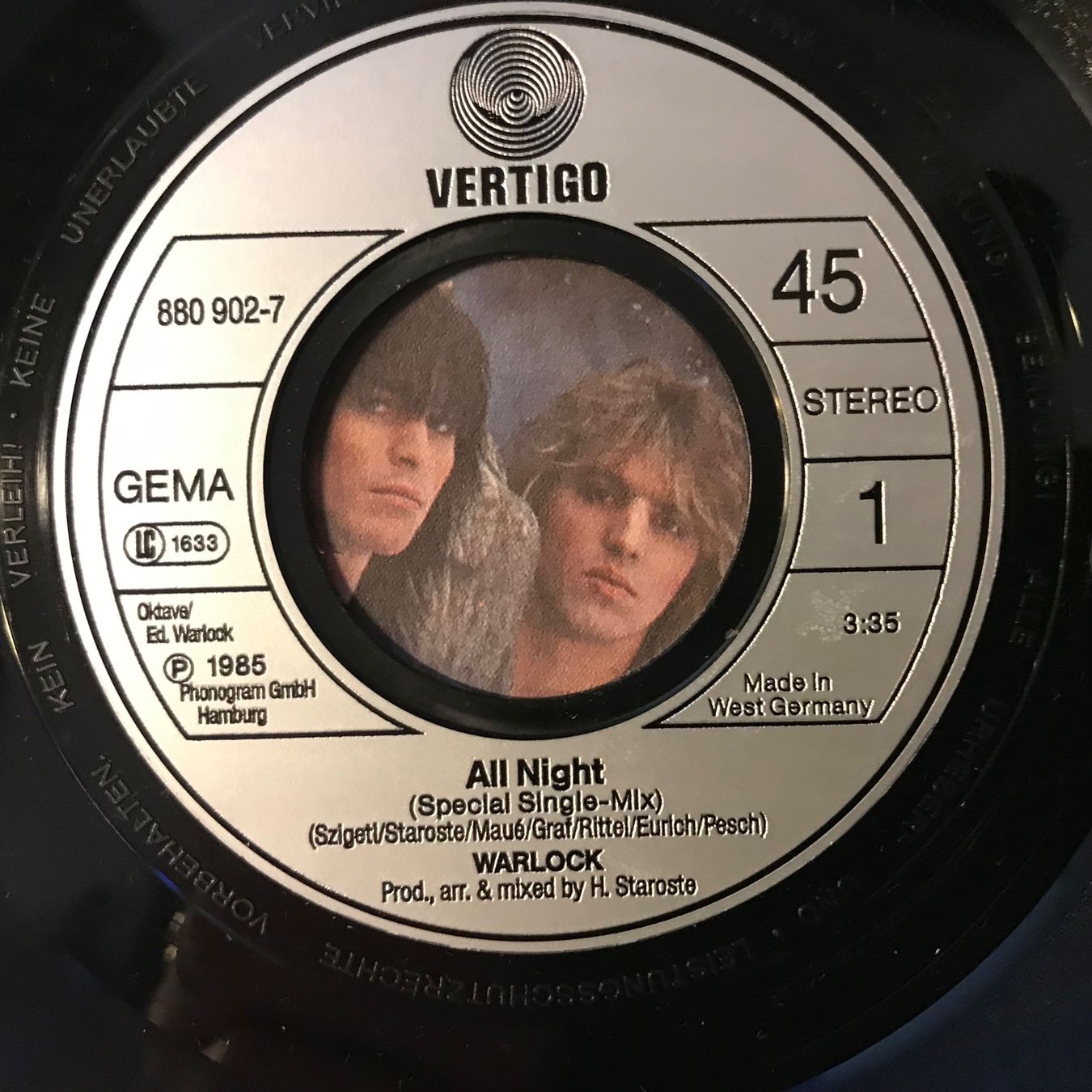 Dischi in vinile: Warlock - All Night/Hellbound – Usato da Aesch BL venduto da BlueMusicRecords 2