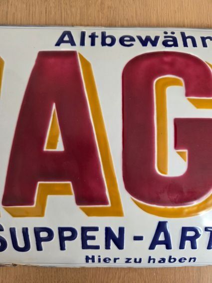 Maggi Insegne: Altes Emailschild MAGGI plaque émaillée – Usato da Schenkon venduto da Uhu007 2