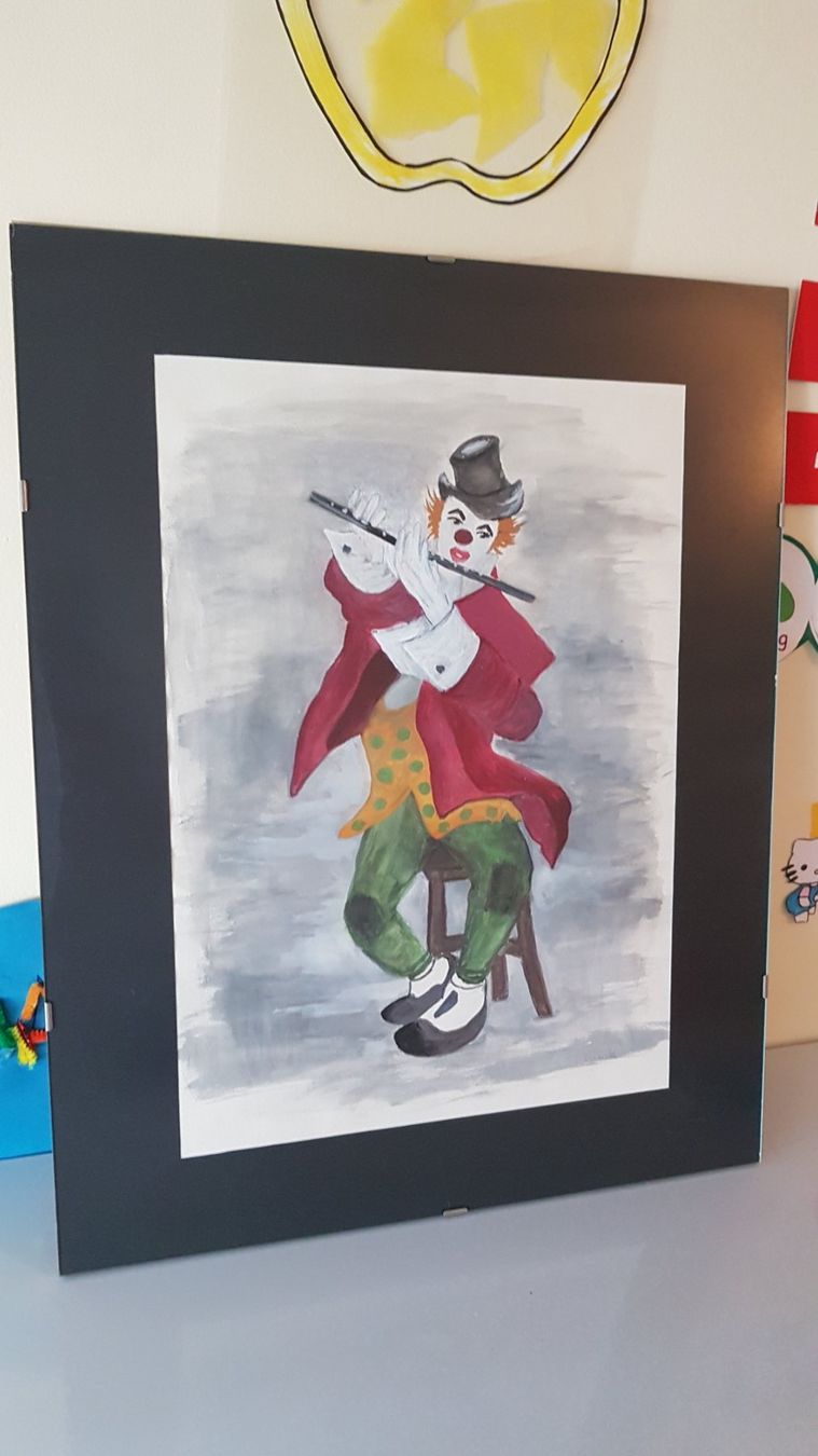Dipinti: Wunderschönes Aquarell "Clown mit Flöte" – Usato da Glattbrugg venduto da casabelavista 1
