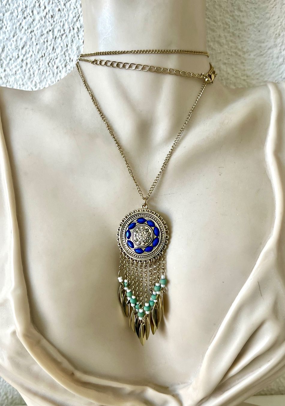 Catenine: Boho Statement Longkette 8cm Traumfänger Anhänger Ethno – Usato da Ruswil venduto da artbyhand 5