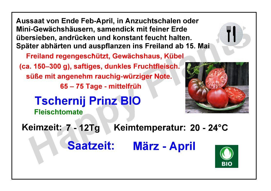 Piante & sementi: Tschernij Prinz BIO - Fleischtomate - 20 Samen – Nuovo e nell'imballaggio originale da Sumiswald venduto da Cham14559 2