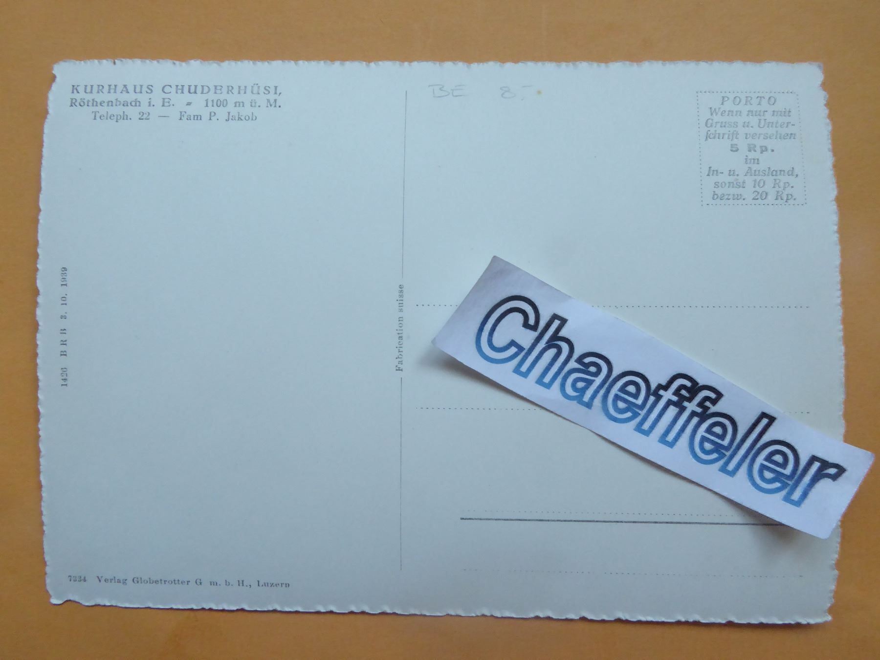 Cartoline postali: Ausblick vom Kurhaus Chuderhüsi – Usato da Zürich venduto da Chaeffeler 1