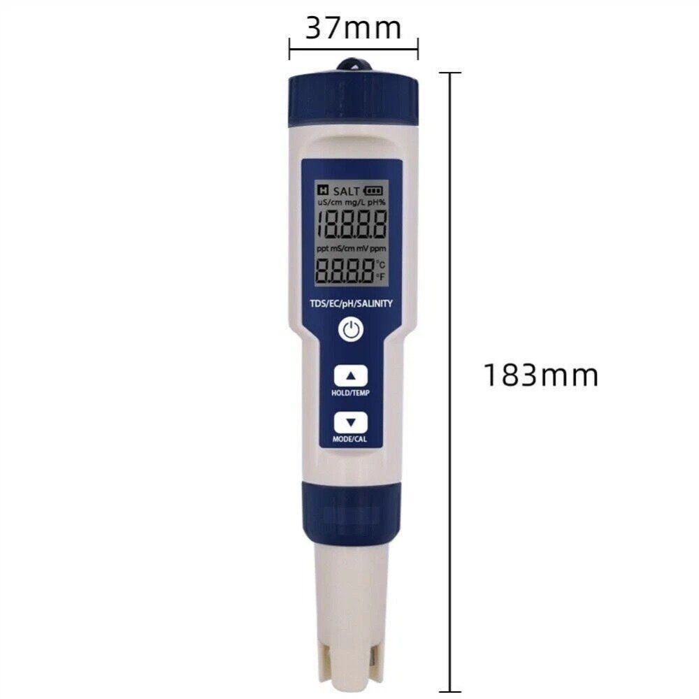 Misurare: PH TDS EC Digital Messgerät 5in1 Wassertester Mit leuchtung – Nuovo (secondo la descrizione) da Kirchdorf AG venduto da csnmclub
