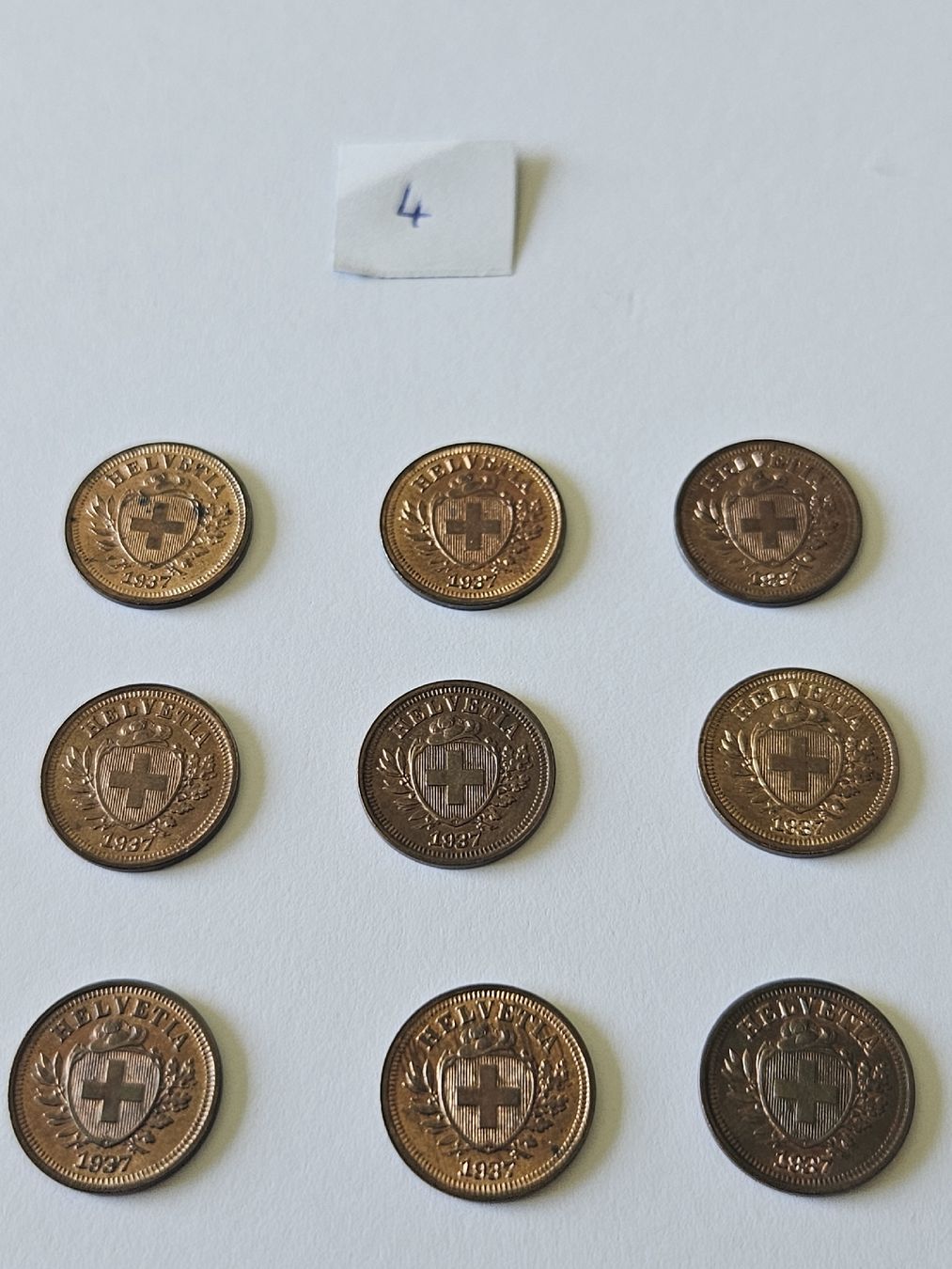 Tutti le monete: 1 Rappen 1937, 9 stk. – Usato da Pfäffikon ZH venduto da Melibol 1